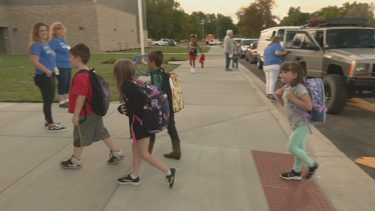 Students arrive at Wilkerson Elementary School